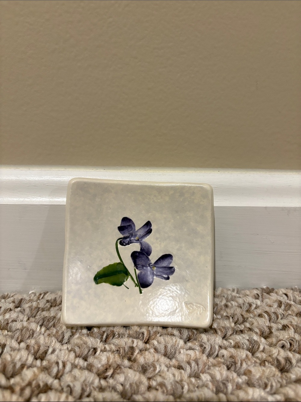 Salt Marsh Pottery Hand-Painted Violet Floral Trinket Dish - Cream & Purple